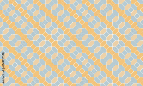Geometric Tile Pattern - Abstract Blue and Yellow Mosaic Background