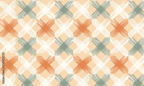 Hand Painted Cross Pattern - Abstract Brush Stroke Geometric Background