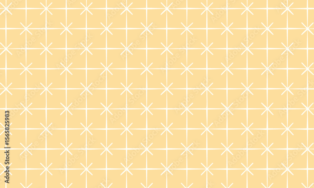Simple Yellow Star Grid Pattern - Geometric Minimalist Abstract Background