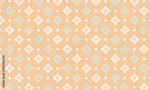 Elegant Ornamental Diamond Pattern - Geometric Peach and Blue Background