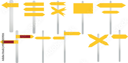 street signs. Directional pole with wayfinding arrows, finger post sign isolated realistic vector illustration set of pole road street street signs. Directional pole with wayfinding arrows