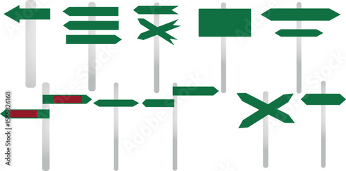 street signs. Directional pole with wayfinding arrows, finger post sign isolated realistic vector illustration set of pole road street street signs. Directional pole with wayfinding arrows