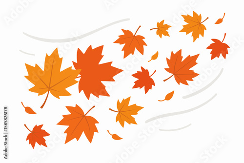 Autumn leaves falling wind motion seasonal orange color