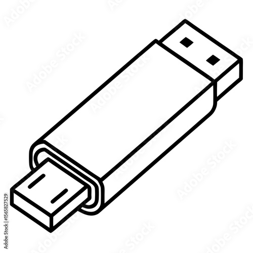 Modern Pen Drive Silhouette Illustration