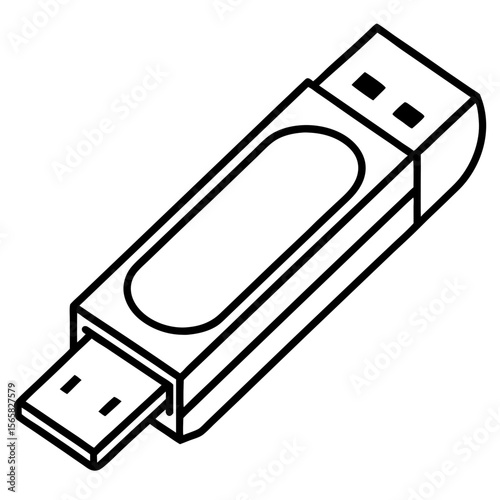 Modern Pen Drive Silhouette Illustration