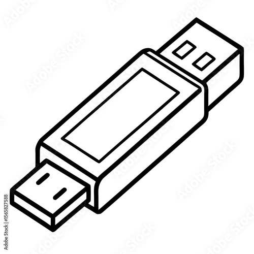 Modern Pen Drive Silhouette Illustration