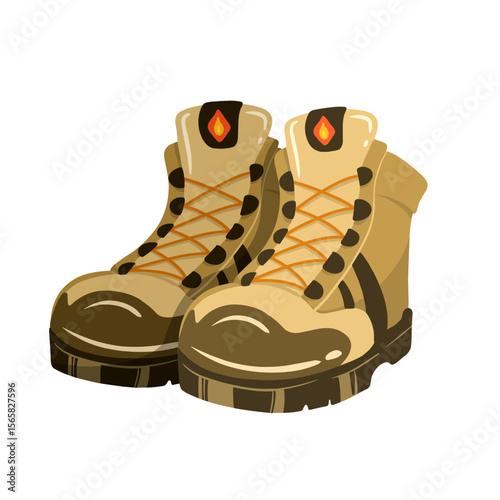 Cartoon Illustration of Hiking Boots