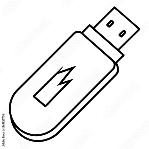 Modern Pen Drive Silhouette Illustration