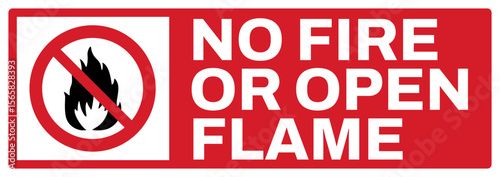 prohibition safety signs v2 uppercase text_no fire or open flame landscape size 1/2 a4,a3,a2,a1	