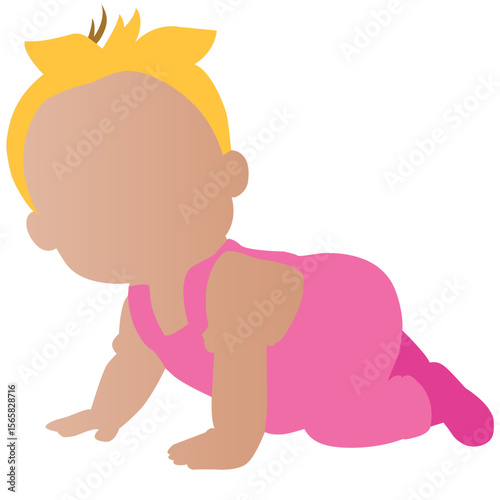 cute baby girl crawling vector