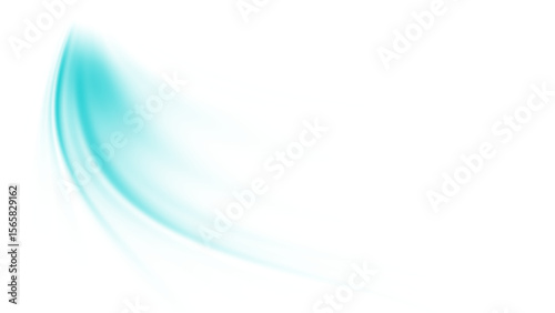 Abstract flowing turquoise light wave with soft, elegant curves. Ideal for futuristic and clean designs. Transparent Background.