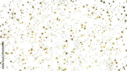 Abundant golden glitter stars scattered freely, ideal for festive, celebratory, or magical design overlays, Transparent Background.