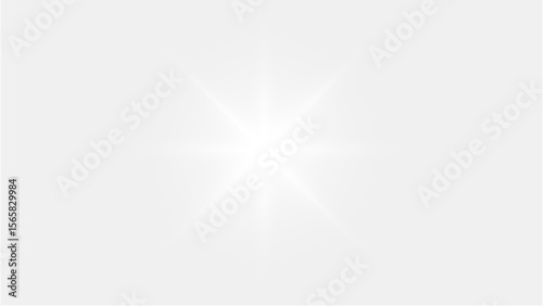 Clean white eight-point star flare with sharp rays, perfect for adding sparkle, highlights, or a pristine glow to designs, Transparent Background.