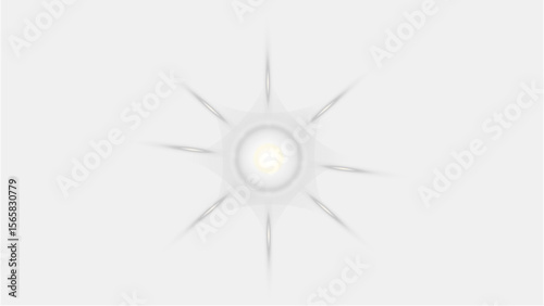 Centralized White Starburst with Eight Rays and Subtle Glow on Transparent Background - Luminous Effect