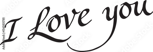 "I love you" text message in black script on white background