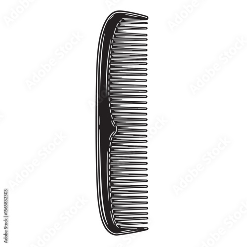 Classic hair comb ornament set in black and white isolated on a clean white background barber shop tool