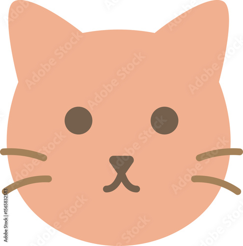 Cat Face Icon in Flat Style