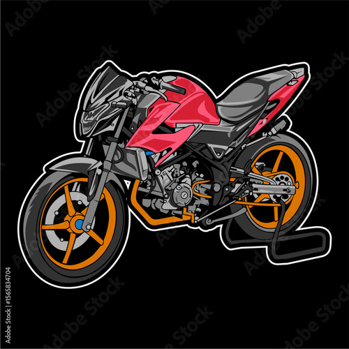 Red and Grey Sport Motorcycle with Orange Wheels