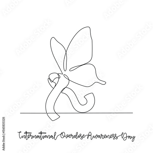 One continuous line drawing of International Overdose Awareness Day vector illustration. International Overdose Awareness Day themes design concept in simple linear continuous line. August event day.