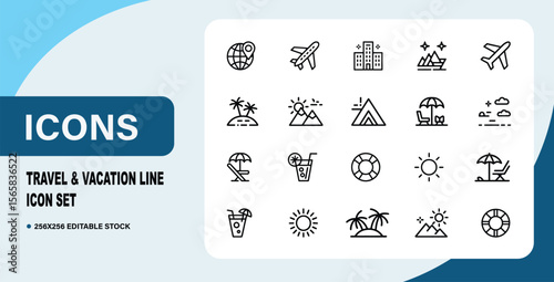 Travel & Vacation Line Icon Set