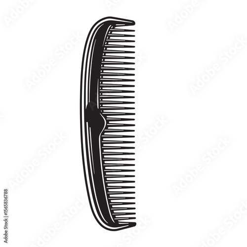 Vintage monochrome comb ornament set for hair styling and grooming on isolated white background