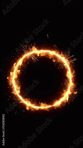 Fiery Circle Ring Abstract Energy Bright Light Effect Magic