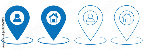Location pin icon set. Map navigation line style symbol. Gps location sign. mark location, location pin icon, position symbol, vector set. eps 10
