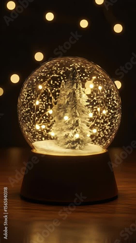 Realistic 3D Snowglobe Christmas Tree Festive Holiday Celebration
