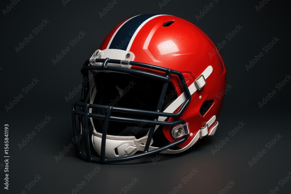 Fototapeta premium Professional American football helmet with team colors and modern safety features against clean white background for sports equipment marketing
