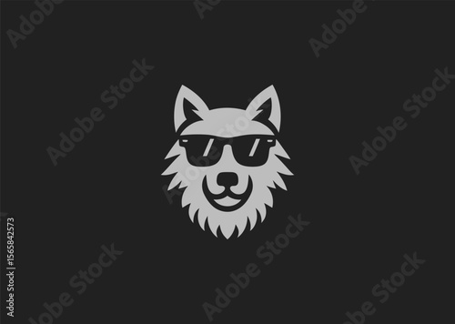 Wolf with sunglasses logo for cool, bold, or unique brand identity.