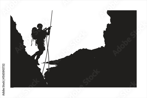 rock climber silhouette, silhouette, soldier, gun, illustration, vector, people, military, black, rifle, army, armed, war, person, forces, music, woman, weapon