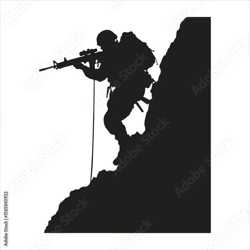 rock climber silhouette, silhouette, soldier, gun, illustration, vector, people, military, black, rifle, army, armed, war, person, forces, music, woman, weapon