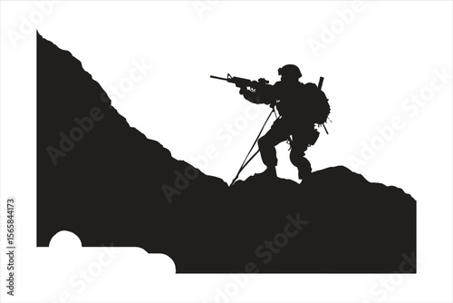 rock climber silhouette, silhouette, soldier, gun, illustration, vector, people, military, black, rifle, army, armed, war, person, forces, music, woman, weapon