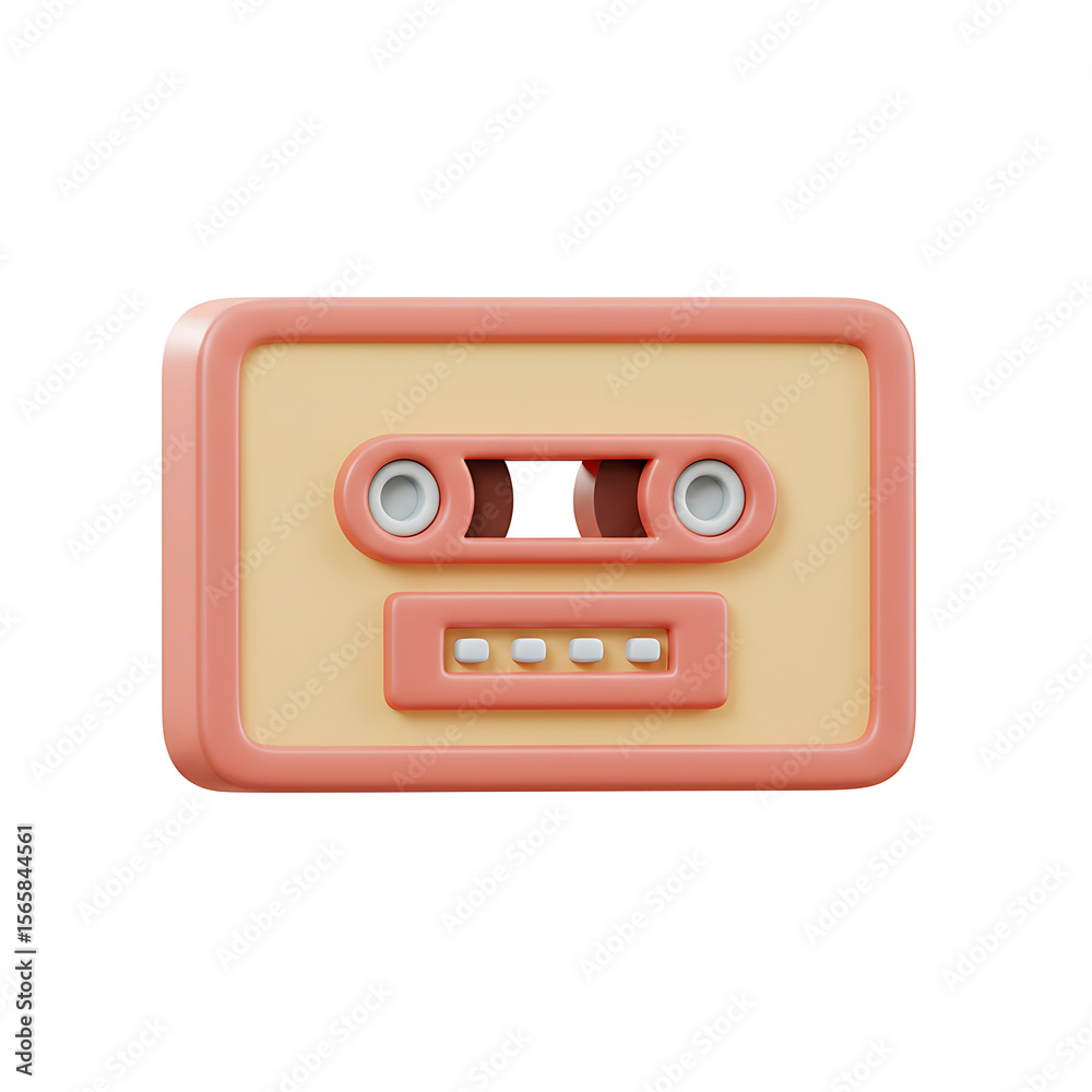 Obraz premium Cassette Tape 3D Render on Black Background