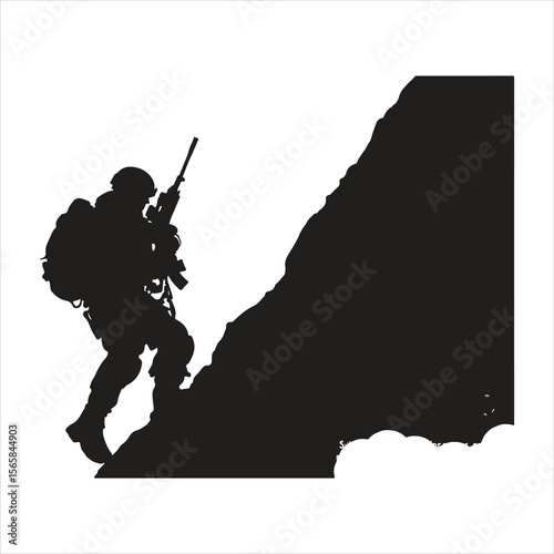 rock climber silhouette, silhouette, soldier, gun, illustration, vector, people, military, black, rifle, army, armed, war, person, forces, music, woman, weapon