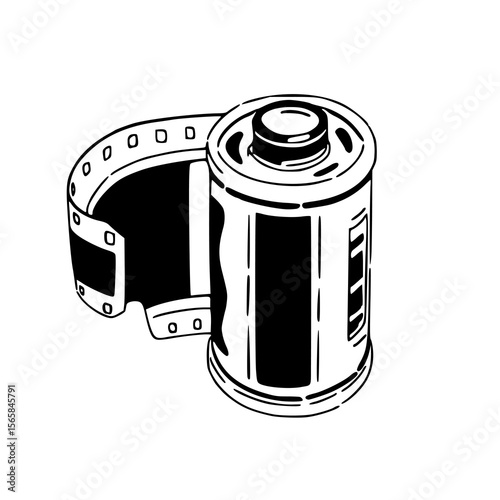 classic photography film canister and strip artwork