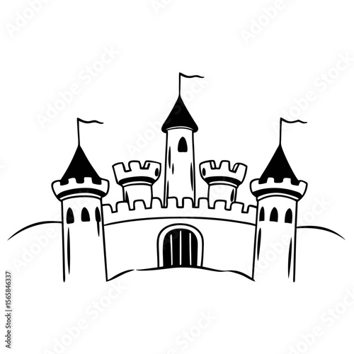 Castle Vector Illustration Fairytale Fortress Medieval Kingdom