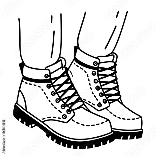 Hiking Boots Vector Illustration Outdoor Adventure Footwear