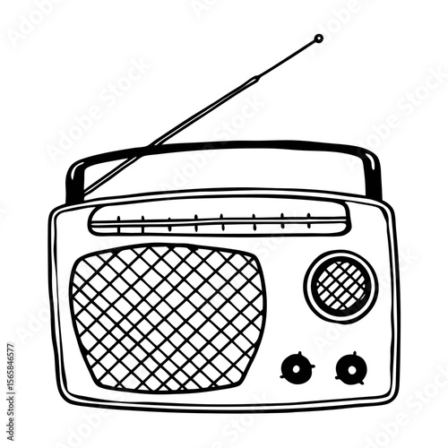 Vintage Radio Vector Illustration Retro Broadcast Receiver Graphic