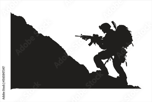 rock climber silhouette, silhouette, soldier, gun, illustration, vector, people, military, black, rifle, army, armed, war, person, forces, music, woman, weapon