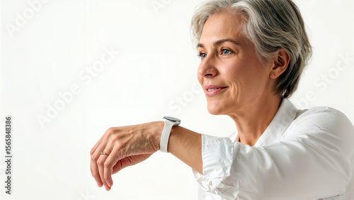 Connected Wellness: Senior Woman Wearing Smart Device