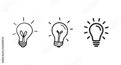 Flat Idea and Creativity Bulb Icon Pack,Bright Idea Light Bulb Vector Set , Concept and Vision Idea Icons Collection, vector illustration eps 10.