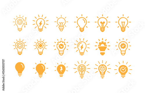 Light bulb icon set. Innovation, ideas, creativity, tips concept, Idea symbol. Electric lamp vector illustration eps 10.