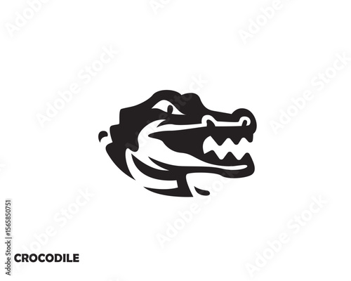 simple head crocodile art logo icon symbol design template illustration inspiration