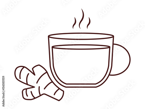 Ginger tea icon. Beverages outline icon. Simple drink or beverages vector illustration in modern thin line style.