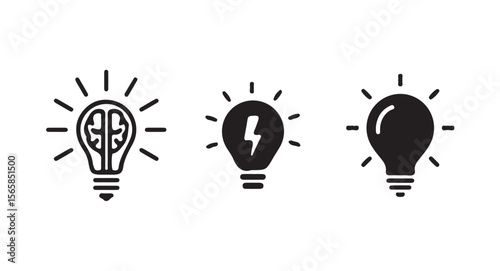 Bright lightbulb icon silhouette symbolizing innovative idea generation,  symbol of idea and creativity. Vector illustration eps 10.