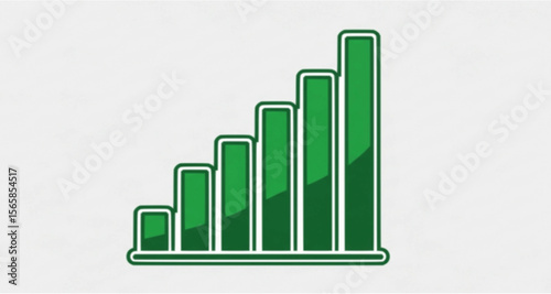 Green bar graph icon, showing upward trend, representing progress or signal strength.
