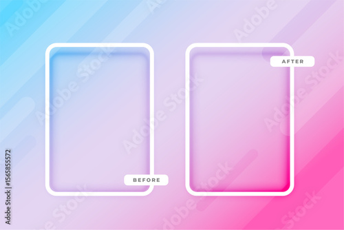 comparison before and after border frame gradient background