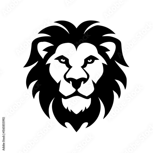 Illustration of a lion head with a prominent mane design
