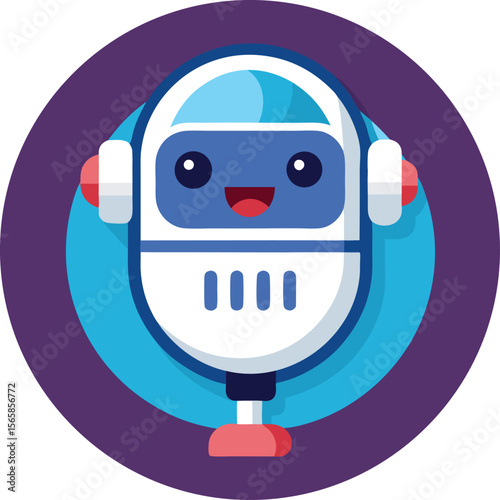 Cute robot vector ai technology for virtual assistant applications
